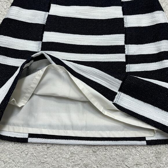 LOFT Illusion Forever Navy Stripe Twill Frayed Seams Lined Mini Skirt Sz: 8 - Picture 7 of 10